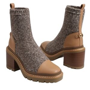 Sam Edelman Brown and Gray Heeled Boots